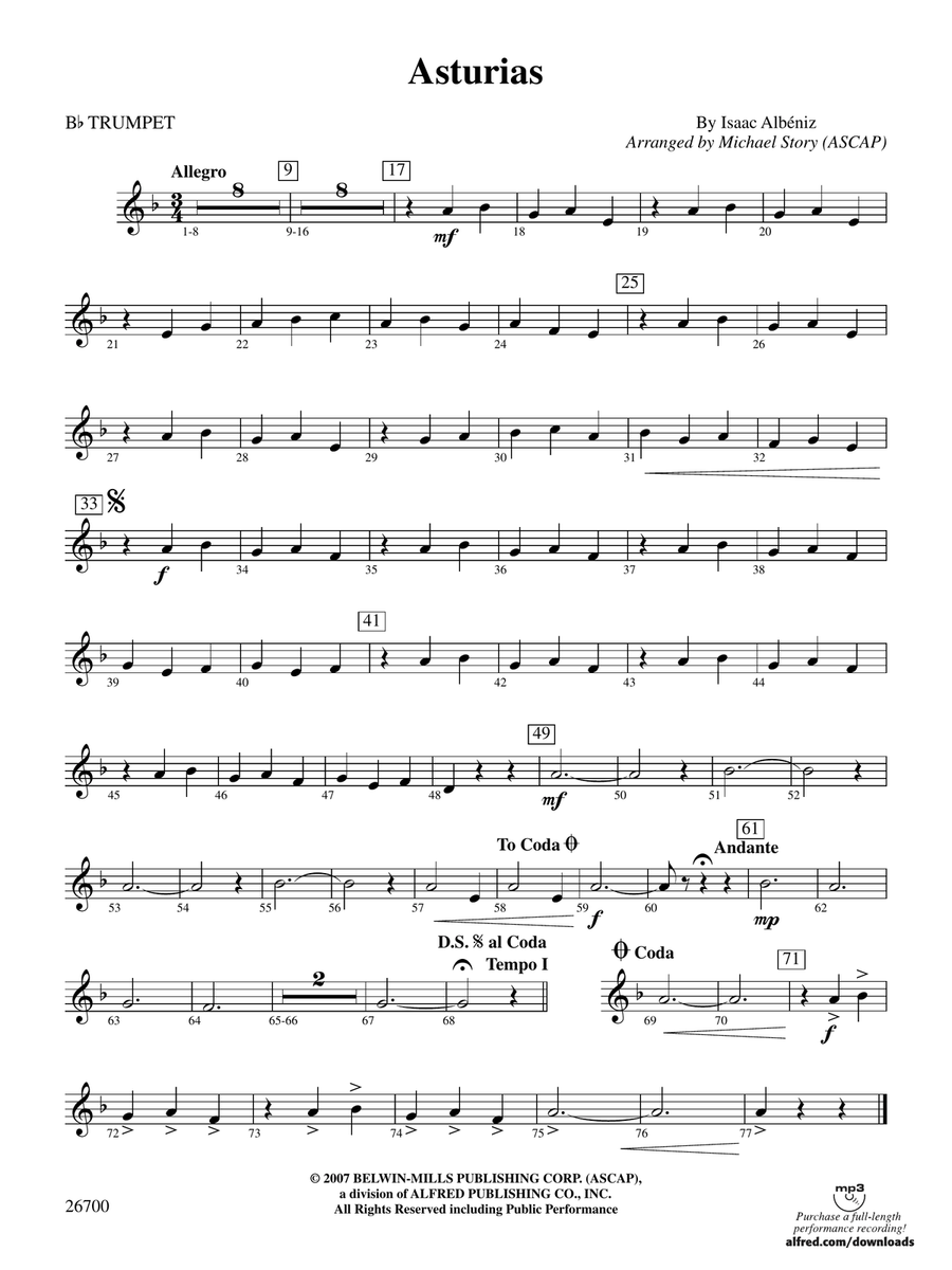 Asturias: 1st B-flat Trumpet