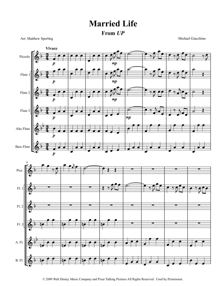 Married Life Flute Choir scores gallery preview page 1