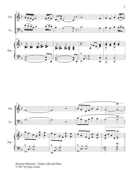 Precious Memories (Trio - Violin, Cello & Piano with Score/Part) image number null