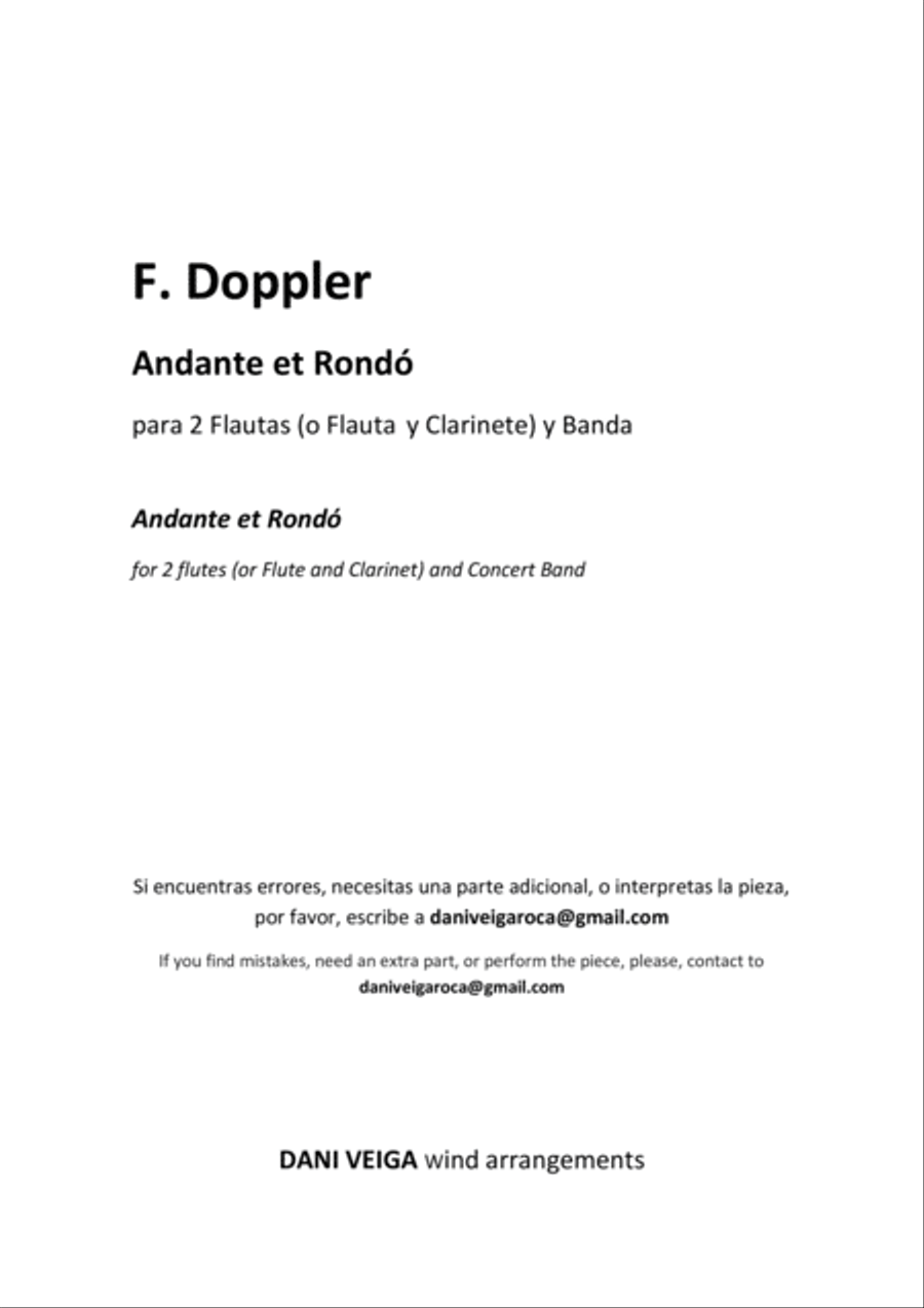 Doppler - Andante et Rondó - 2 flutes (or Flute and Clarinet) and Concert Band image number null