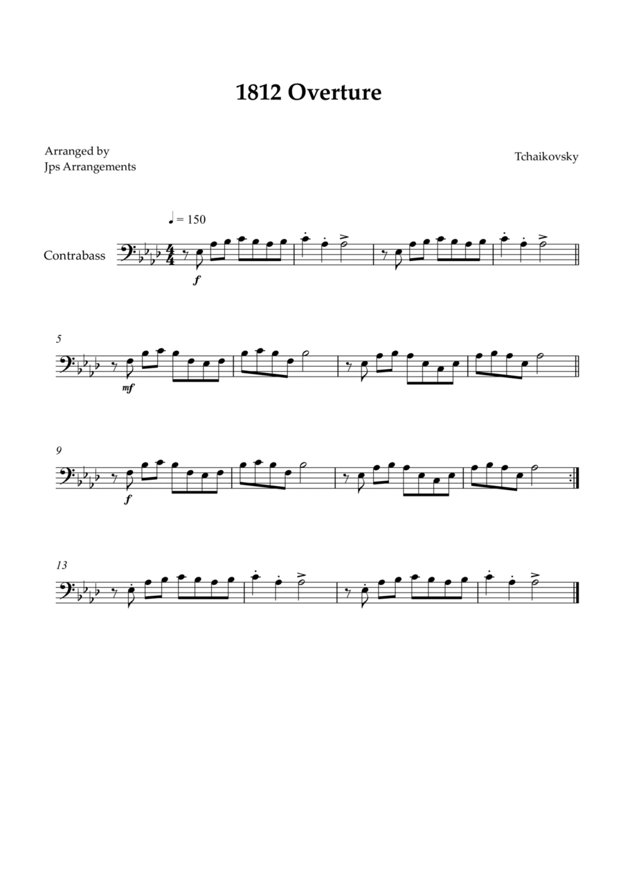 1812 Overture for Contrabass Double Bass scores gallery preview page 1