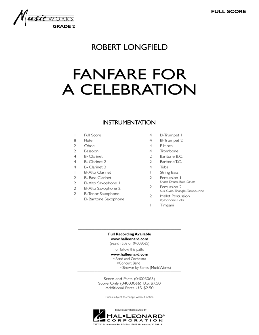 Fanfare For A Celebration - Full Score Concert Band scores gallery preview page 1