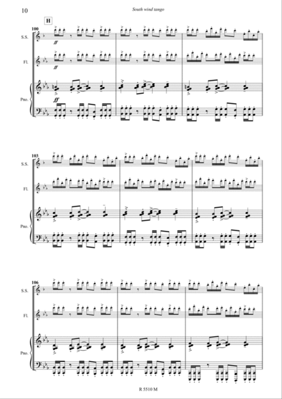 South wind tango pour soprano sax, flûte & piano Soprano Saxophone scores gallery preview page 11
