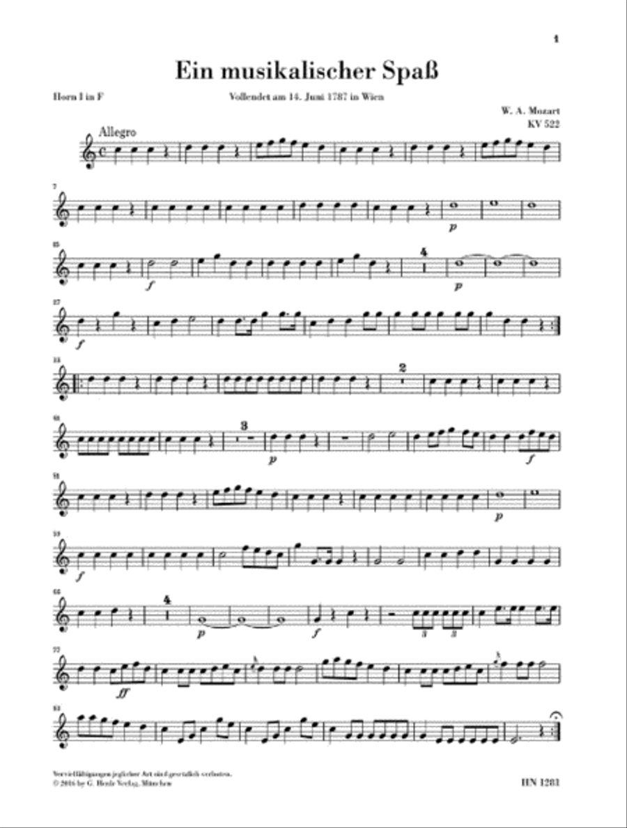 A Musical Joke K. 522 Horn scores gallery preview page 6
