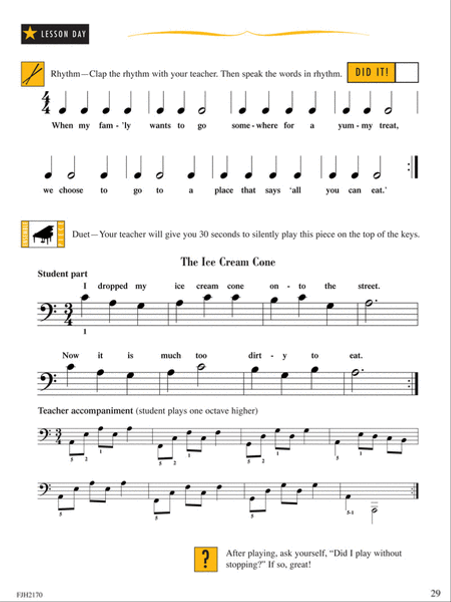 Sight Reading & Rhythm Every Day, Let's Get Started, Book A Piano Method scores gallery preview page 3