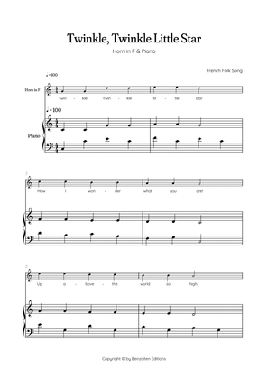 Twinkle, Twinkle Little Star • Easy french horn sheet music with easy piano accompaniment