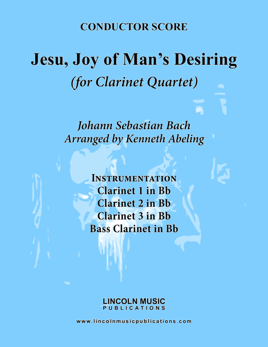 Bach - Jesu, Joy of Man’s Desiring (for Clarinet Quartet) Clarinet Quartet scores gallery preview page 1
