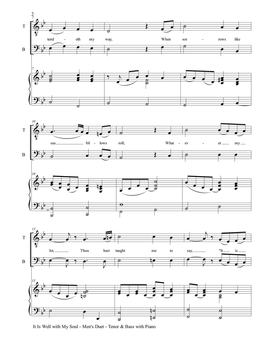 IT IS WELL WITH MY SOUL (Men's Duet - TB with Piano) TB scores gallery preview page 3
