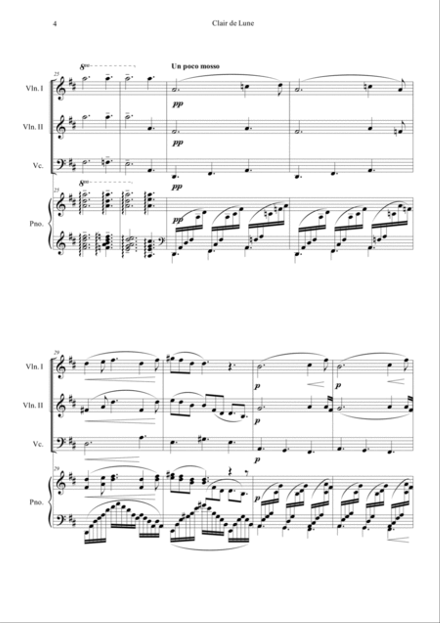 Clair de Lune in D Piano Quartet scores gallery preview page 4