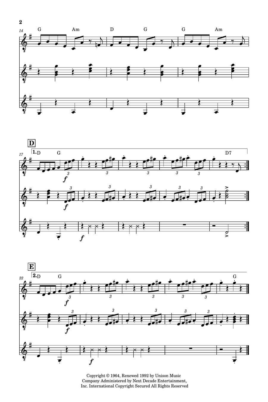 Addams Family Theme Guitar Ensemble scores gallery preview page 2