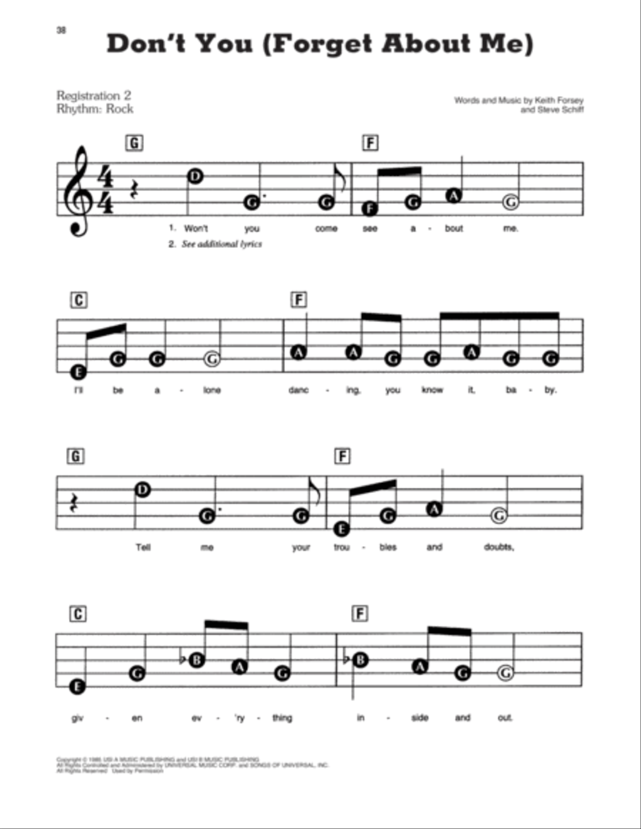 Don't You (Forget About Me) Electronic Keyboard scores gallery preview page 1