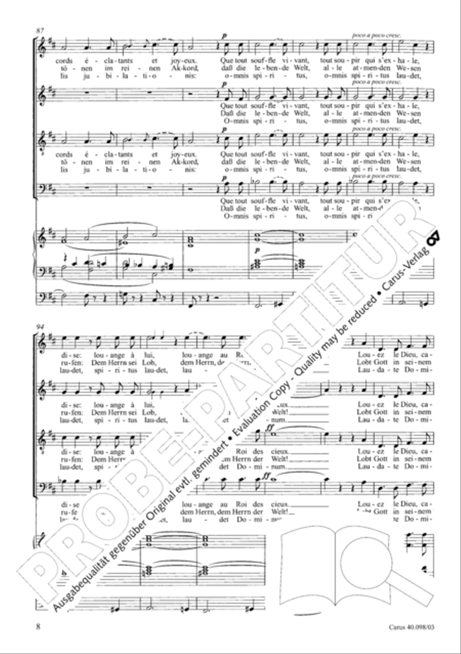 Psalm 150 (Der 150. Psalm) 4-Part scores gallery preview page 9