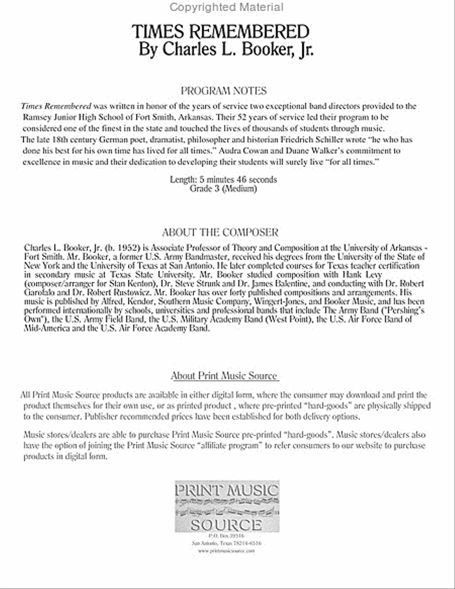 Times Remembered Times Remembered Concert Band scores gallery preview page 3