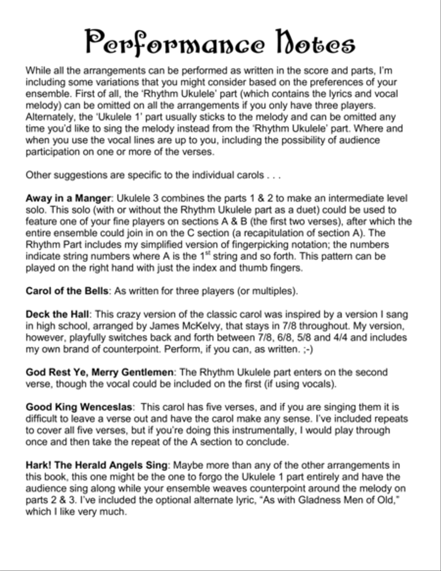 Christmas Carols for Ukulele Orchestra: 12 Classic Carols for Three or More Ukuleles Voice scores gallery preview page 4