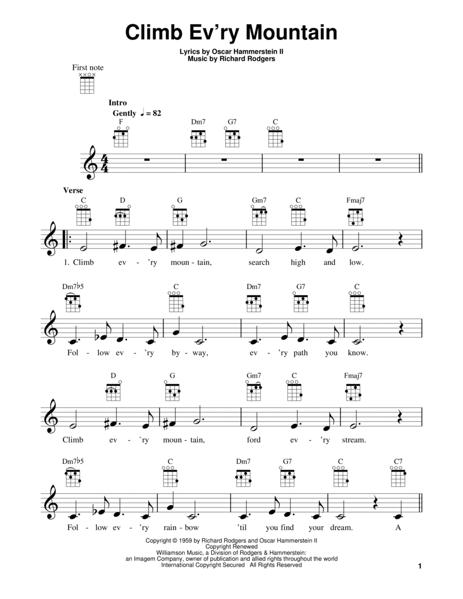Climb Ev'ry Mountain Ukulele scores gallery preview page 1