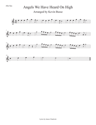 Angels We Have Heard On High (Easy key of C) Alto Sax