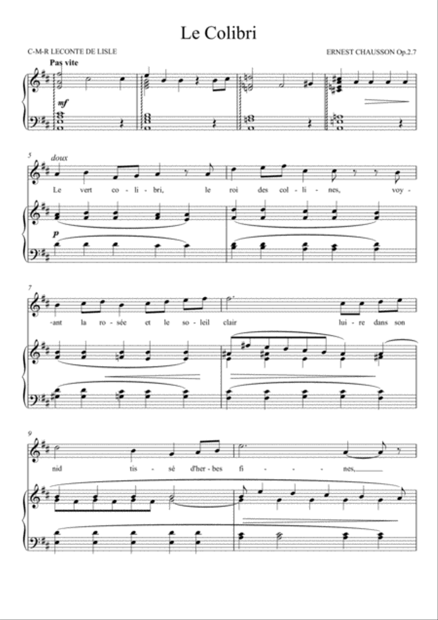Le Colibri (D Major) Le Colibri (D Major) Voice scores gallery preview page 2