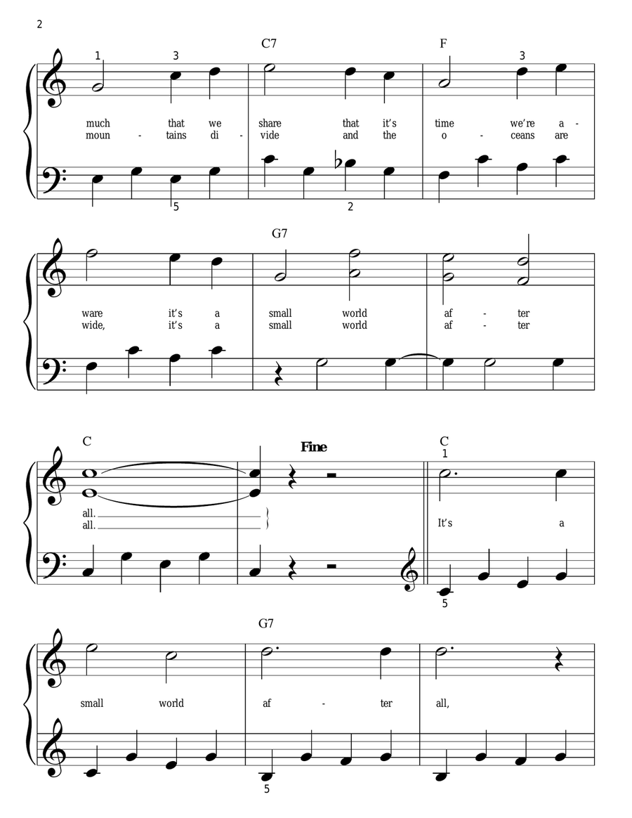 It's A Small World Easy Piano scores gallery preview page 2