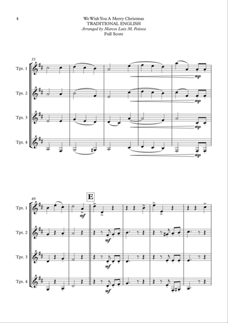 We Wish You A Merry Christmas - Trumpet Quartet Brass Ensemble scores gallery preview page 6