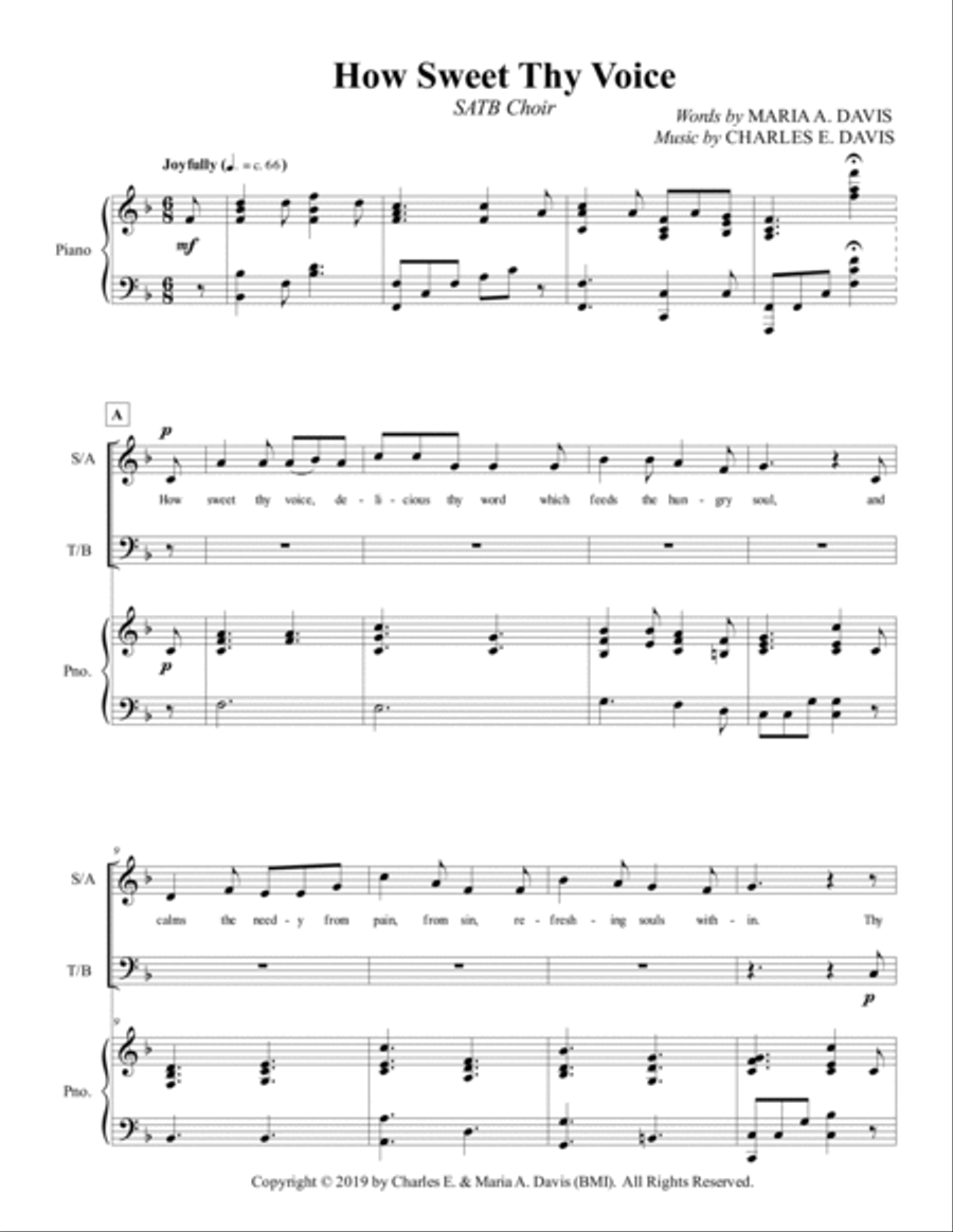 How Sweet Thy Voice - SATB Choir 4-Part scores gallery preview page 3