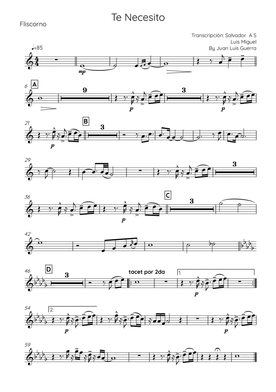 Te Necesito Small Ensemble scores gallery preview page 1