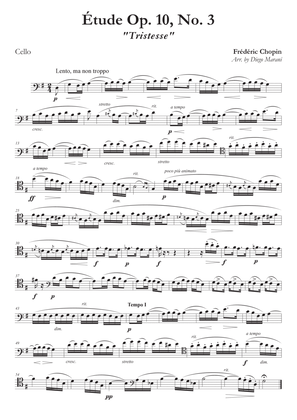 Book cover for Etude Op. 10, No. 3 for Cello & Piano