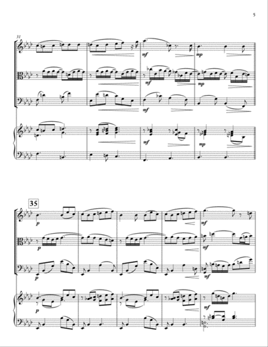 Duet from Lakme (Delibes), for piano quartet Piano Quartet scores gallery preview page 5