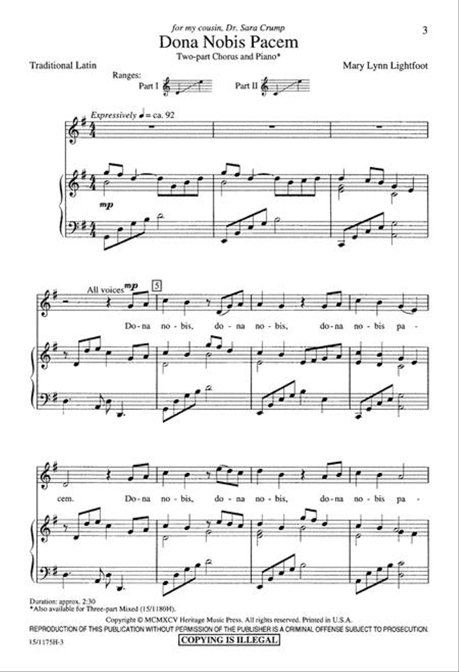 Dona Nobis Pacem 2-Part scores gallery preview page 2