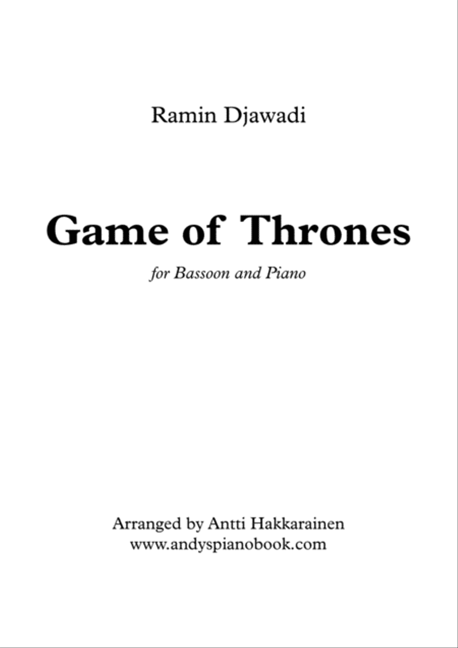 Game Of Thrones Game Of Thrones Bassoon scores gallery preview page 1