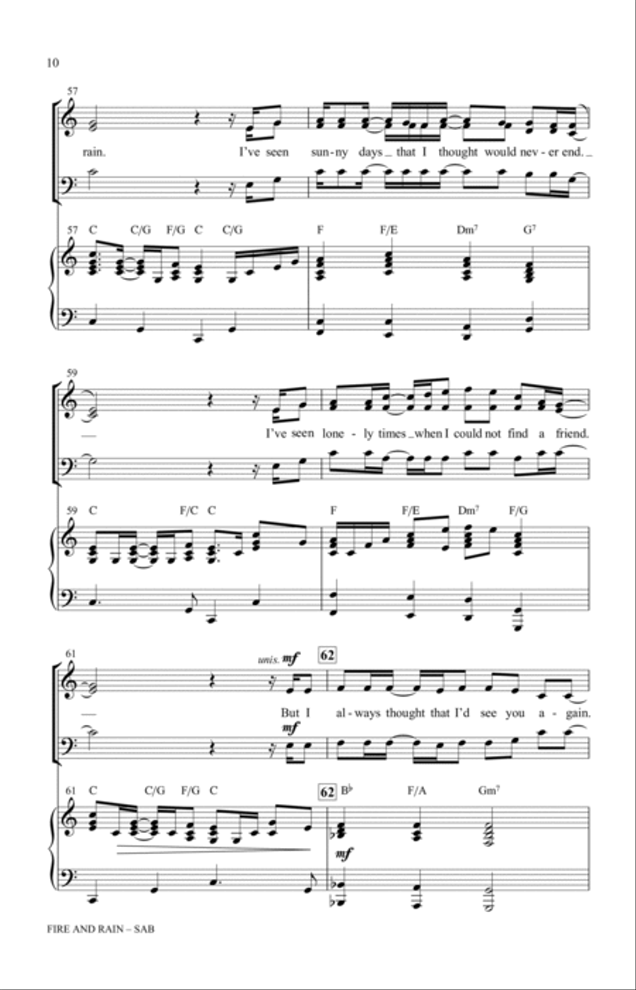 Fire And Rain (arr. Greg Gilpin) 3-Part scores gallery preview page 10