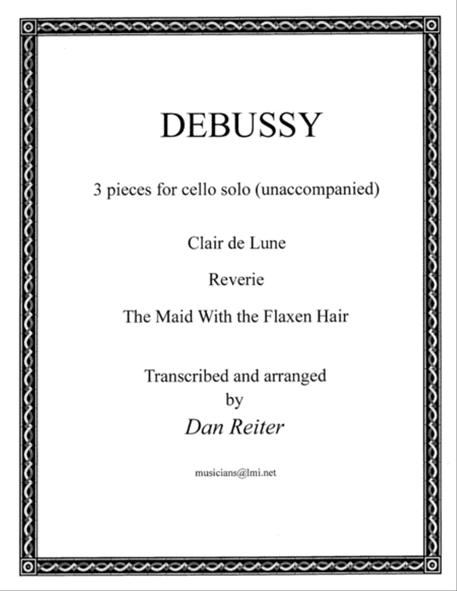 Debussy, Three Pieces for solo cello Cello Solo scores gallery preview page 1
