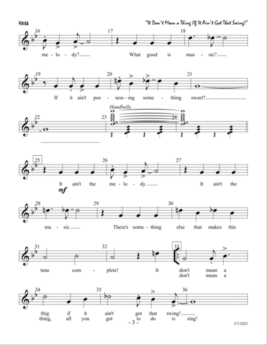 It Don't Mean A Thing (if It Ain't Got That Swing) Unison Choir scores gallery preview page 3