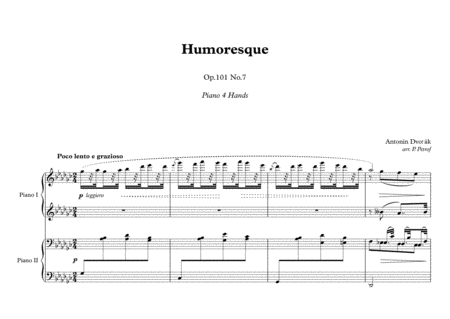 A. Dvorak - Humoresque Op.101 No.7 - 1 piano 4 hands image number null