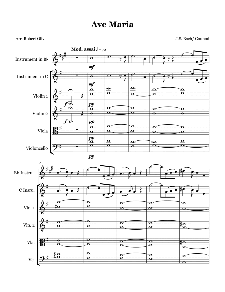 Ave Maria Ave Maria B-Flat Clarinet scores gallery preview page 1