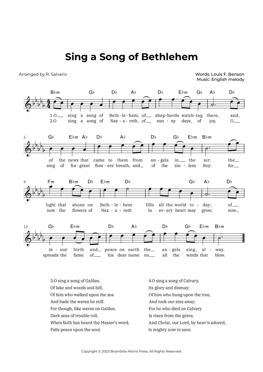 Sing a Song of Bethlehem (Key of B-Flat Minor) image number null