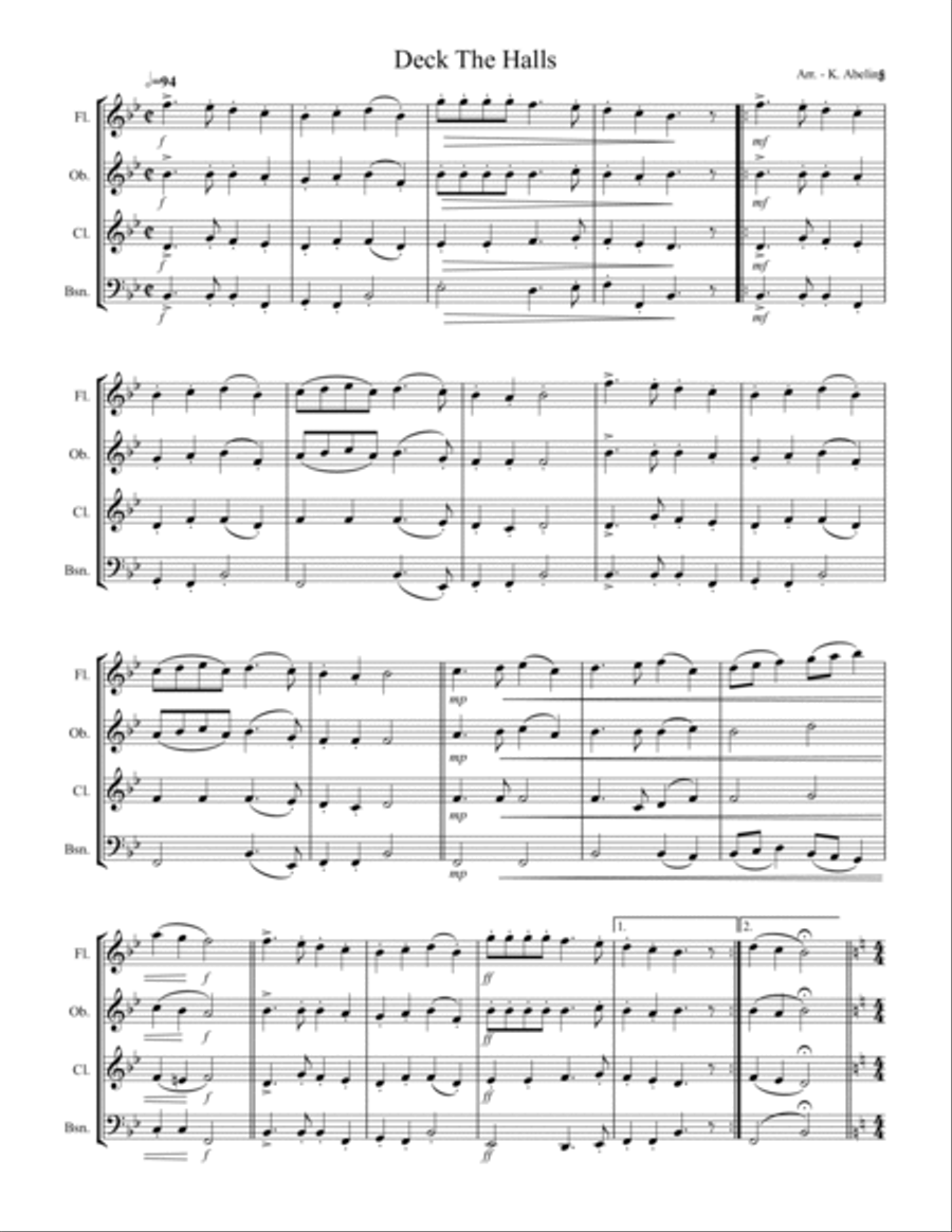 20 Traditional Christmas Carols Volume I (for Woodwind Quartet) Woodwind Quartet scores gallery preview page 6
