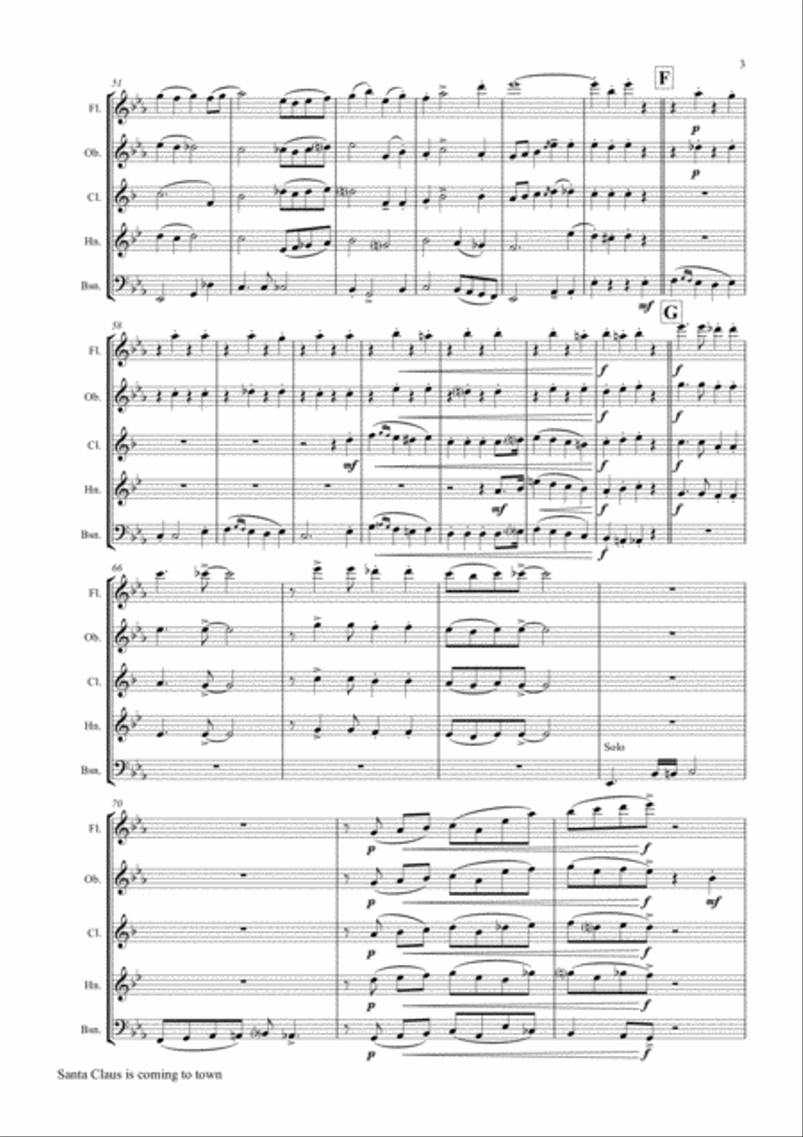 Santa Claus Is Comin' To Town Woodwind Quintet scores gallery preview page 3