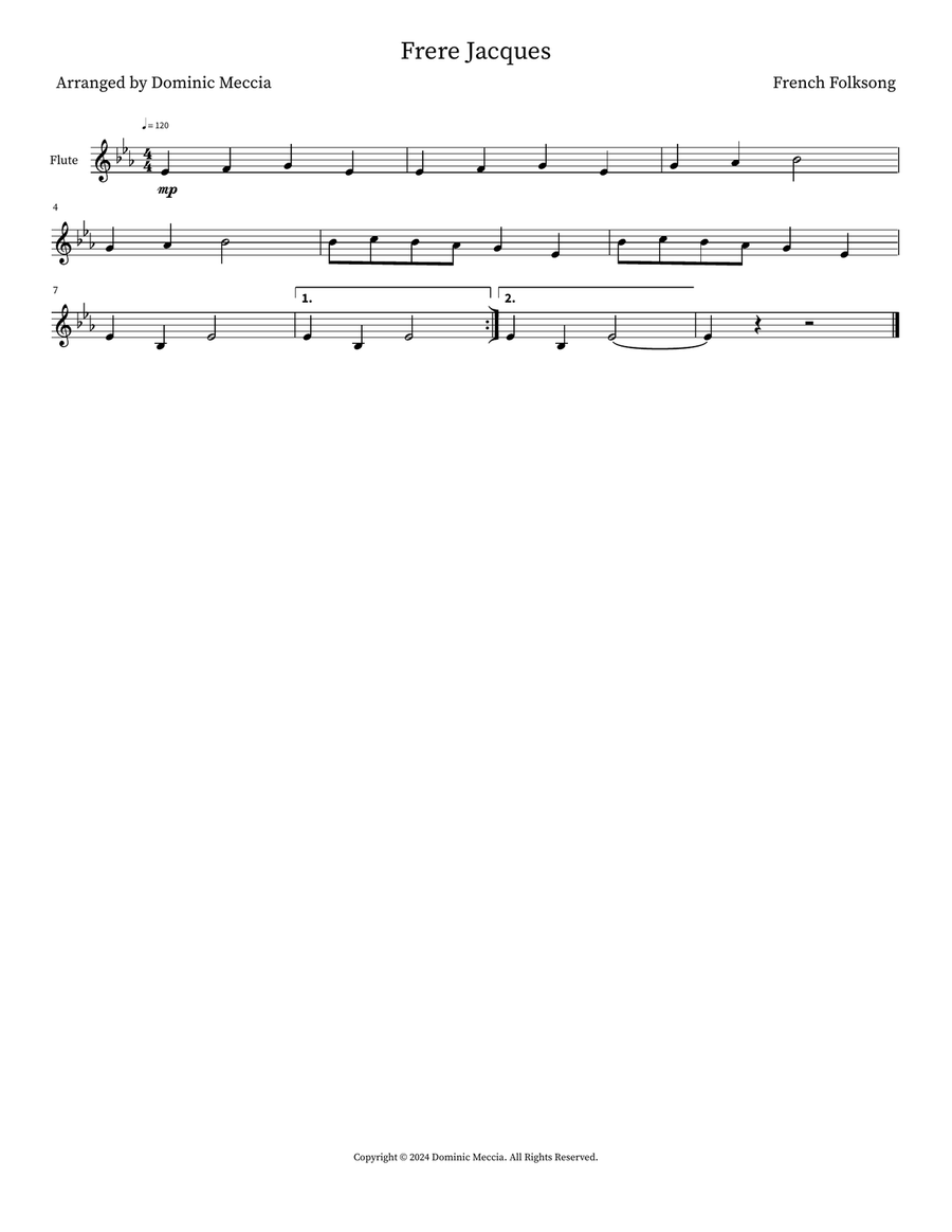 Frere Jacques Flute scores gallery preview page 1