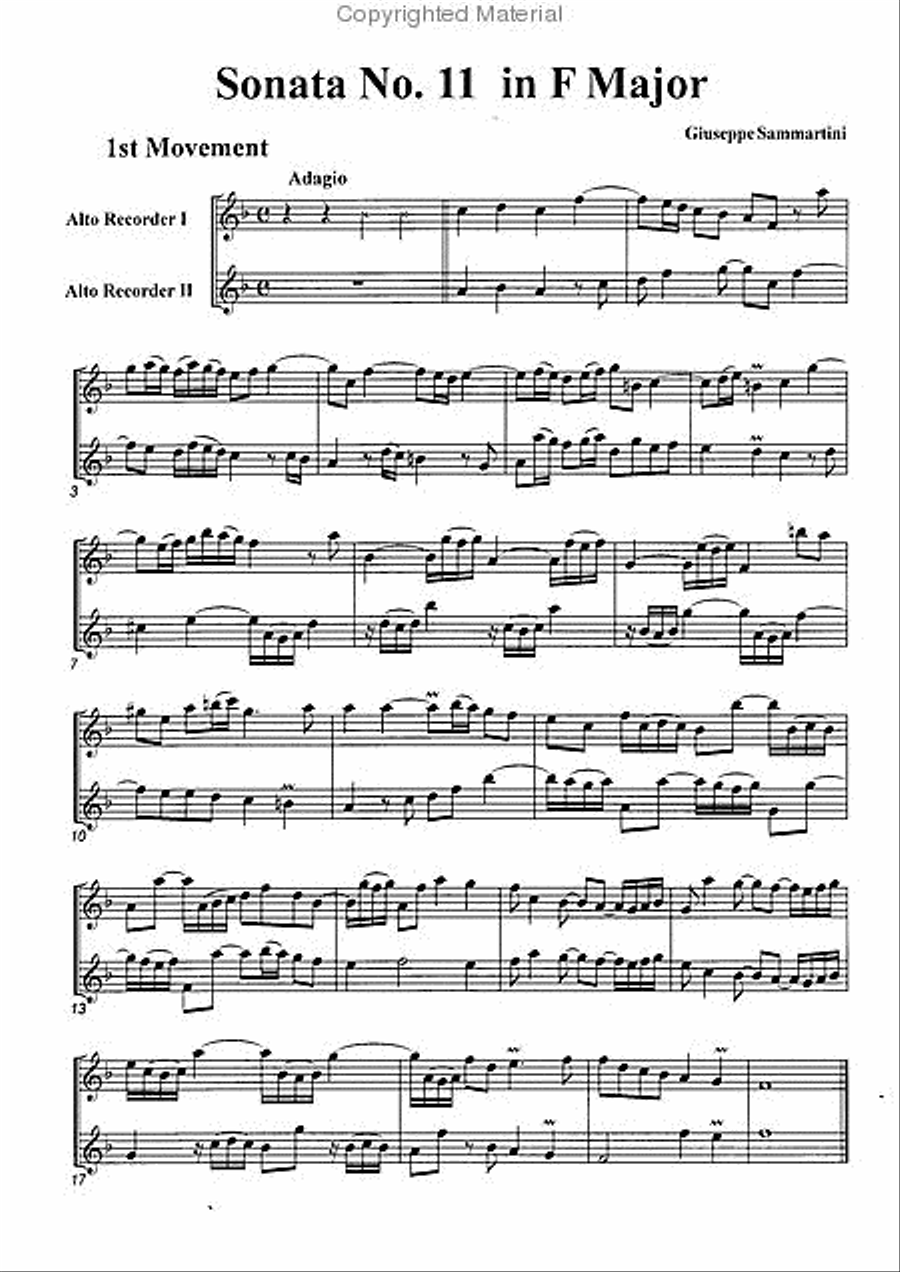Sonata No. 11 in F Major Alto Recorder scores gallery preview page 2