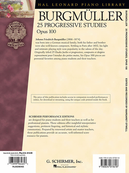 Burgmüller – 25 Progressive Studies, Opus 100 image number null