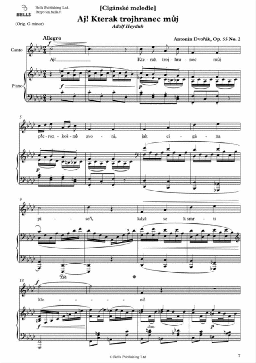 Aj! Kterak trojhranec muj, Op. 55 No. 2 (F minor) Voice Solo scores gallery preview page 1
