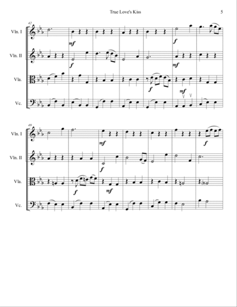 True Love's Kiss True Love's Kiss String Quartet scores gallery preview page 6