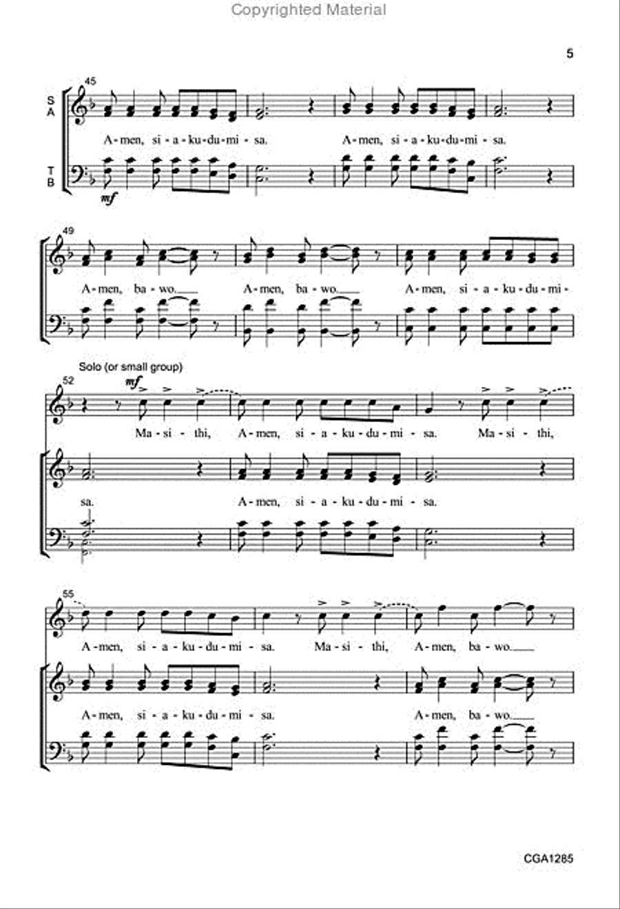Amen Siakudumisa 4-Part scores gallery preview page 4
