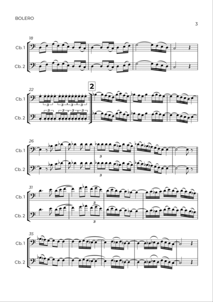 BOLERO - RAVEL - CONTRABASS DUET String Duet scores gallery preview page 3