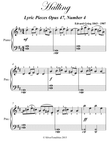 Halling Lyric Pieces Opus 47 Number 4 Easiest Piano Sheet Music