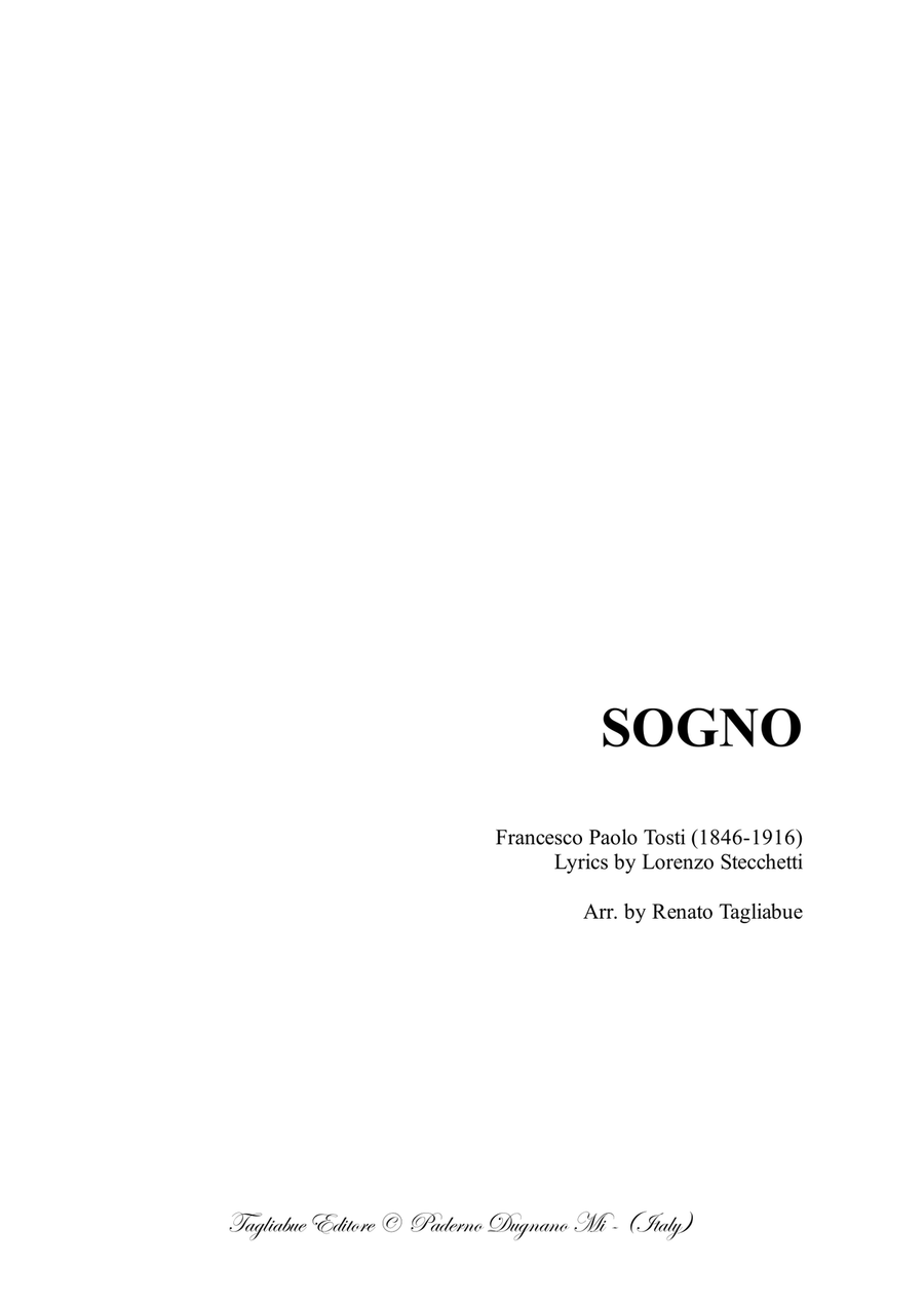 SOGNO - F.P. Tosti - Arr. for SATB Choir and Piano 4-Part scores gallery preview page 1