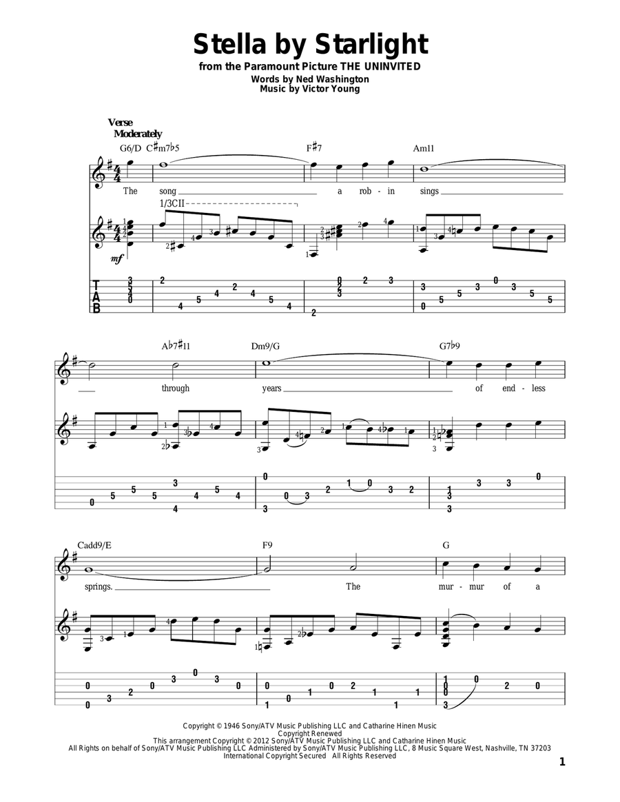 Stella By Starlight Electric Guitar scores gallery preview page 1
