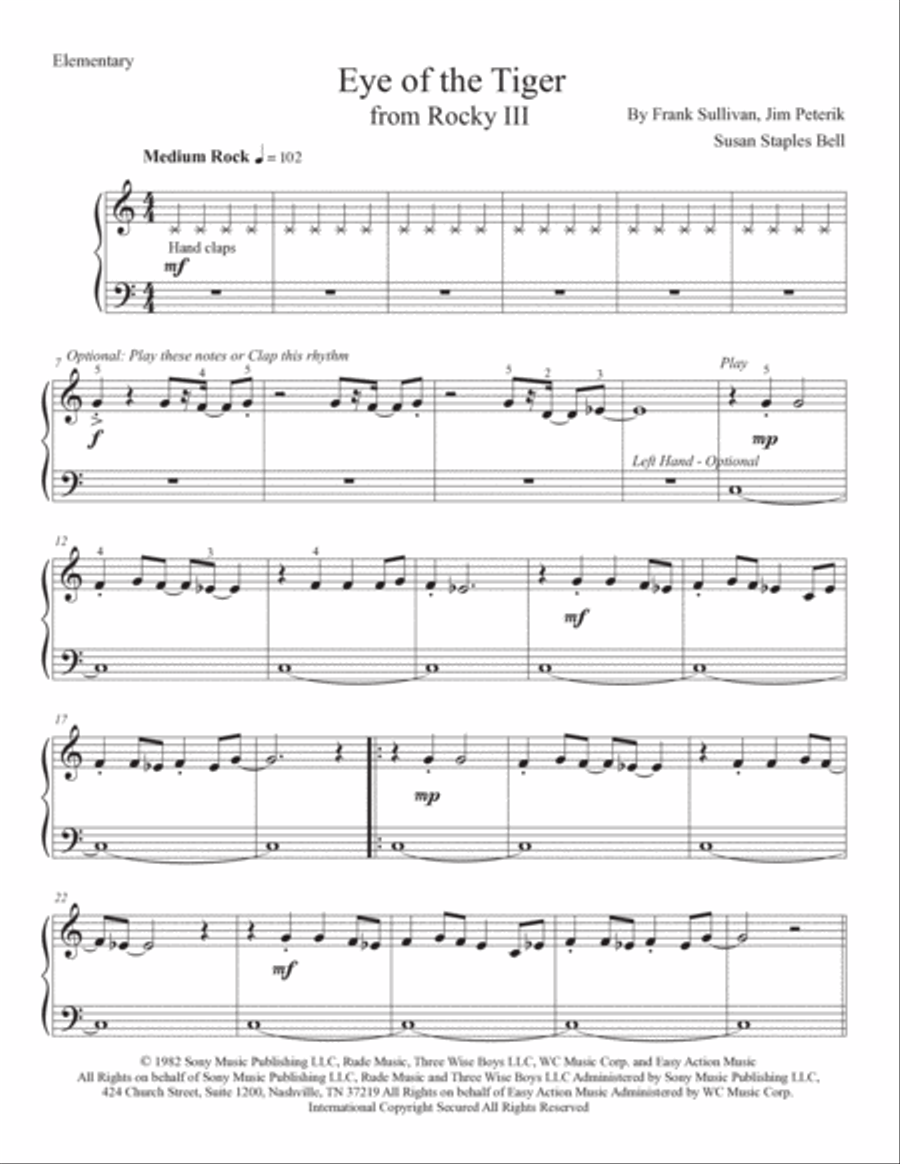 Eye Of The Tiger Piano Method scores gallery preview page 2