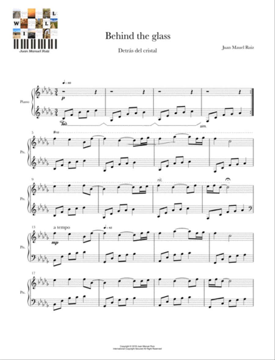 Behind the glass Piano Solo scores gallery preview page 1