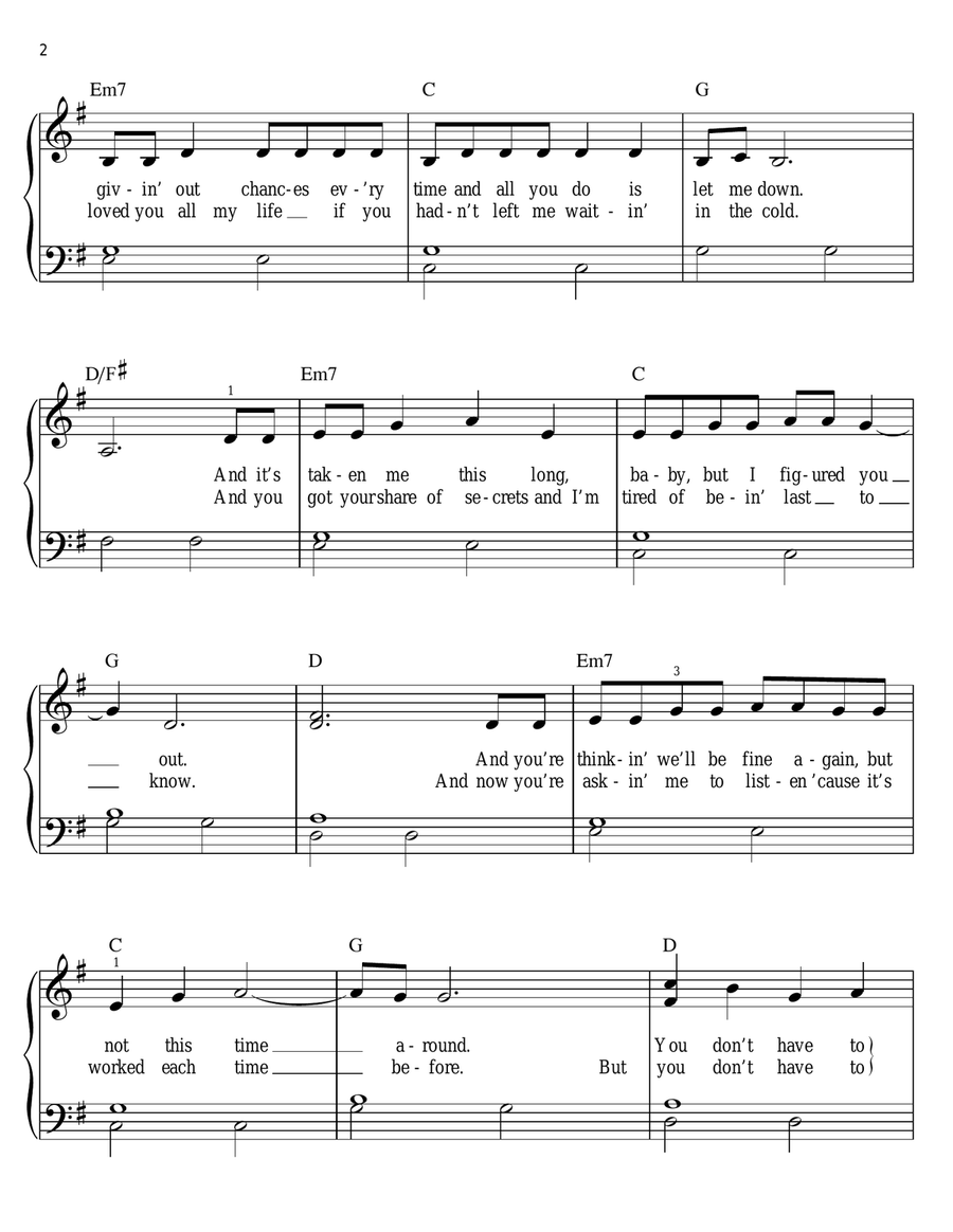 You're Not Sorry You're Not Sorry Easy Piano scores gallery preview page 2